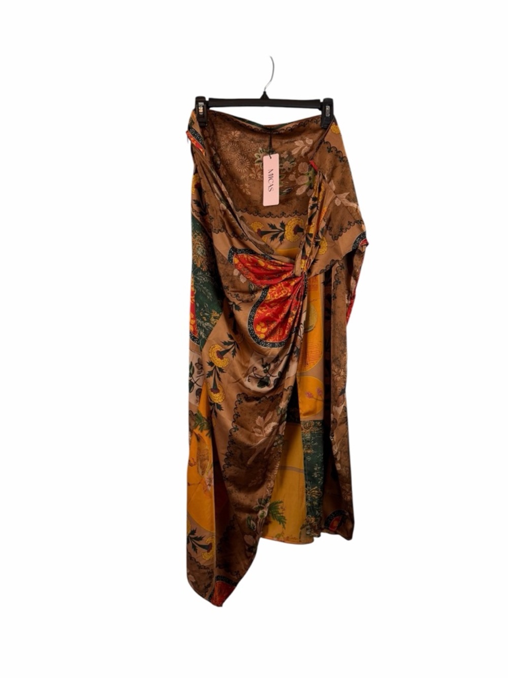 MICAS Multicolor Patchwork Satin Wrap Maxi Skirt 2XL NWT